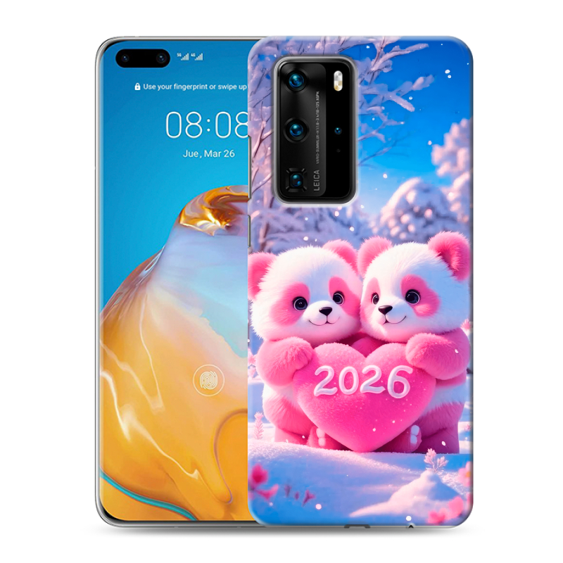 Силиконовый противоударный чехол на Huawei P40 Pro с принтом Новый год Силиконовый противоударный чехол на Huawei P40 Pro с принтом Новый год