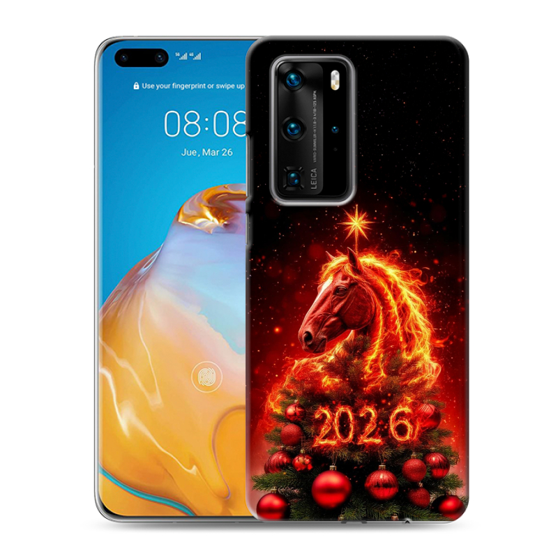 Силиконовый противоударный чехол на Huawei P40 Pro с принтом Новый год Силиконовый противоударный чехол на Huawei P40 Pro с принтом Новый год