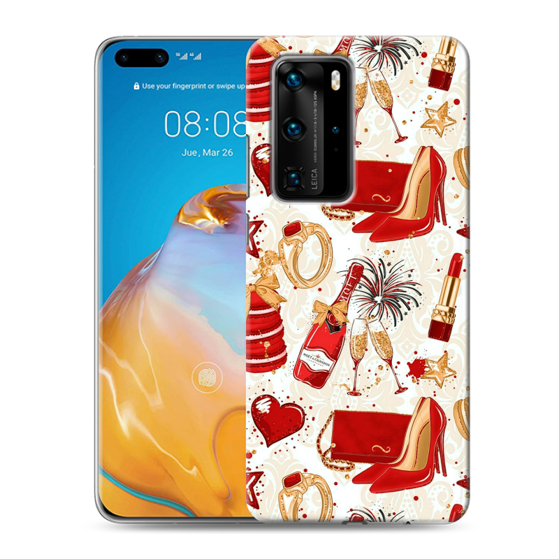 Силиконовый противоударный чехол на Huawei P40 Pro с принтом Новый год Силиконовый противоударный чехол на Huawei P40 Pro с принтом Новый год
