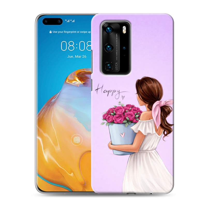 Силиконовый противоударный чехол на Huawei P40 Pro с принтом женский Силиконовый противоударный чехол на Huawei P40 Pro с принтом женский