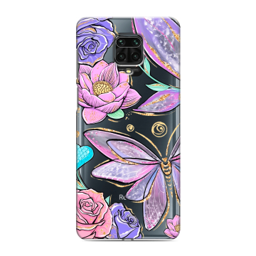 Силиконовый чехол на Xiaomi Redmi Note 9 Pro с принтом Бабочки и цветы Силиконовый чехол на Xiaomi Redmi Note 9 Pro с принтом Бабочки и цветы