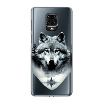 Силиконовый чехол на Xiaomi Redmi Note 9 Pro с принтом Волк в лесу Силиконовый чехол на Xiaomi Redmi Note 9 Pro с принтом Волк в лесу