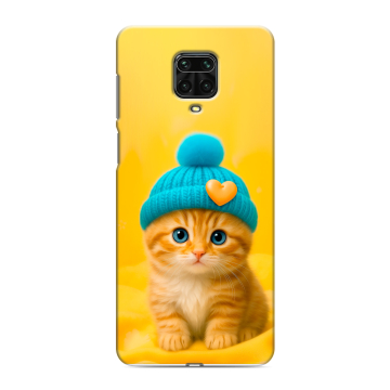 Силиконовый чехол на Xiaomi Redmi Note 9 Pro с принтом Котенок в шапке Силиконовый чехол на Xiaomi Redmi Note 9 Pro с принтом Котенок в шапке