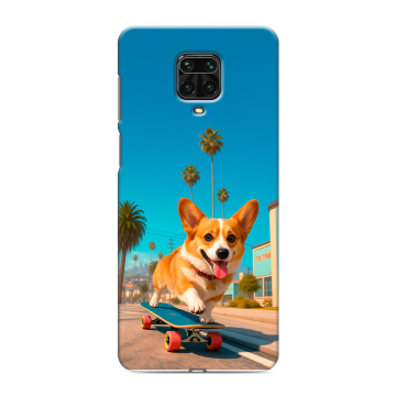 Силиконовый чехол на Xiaomi Redmi Note 9 Pro с принтом Корги на скейте Силиконовый чехол на Xiaomi Redmi Note 9 Pro с принтом Корги на скейте