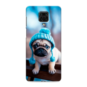 Силиконовый чехол на Xiaomi Redmi Note 9 Pro с принтом Мопс в шапке Силиконовый чехол на Xiaomi Redmi Note 9 Pro с принтом Мопс в шапке