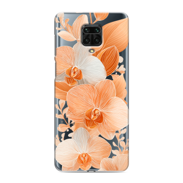 Силиконовый чехол на Xiaomi Redmi Note 9 Pro с принтом Бежевые цветы