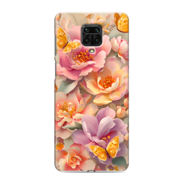 Силиконовый чехол на Xiaomi Redmi Note 9 Pro с принтом Цветы и бабочки