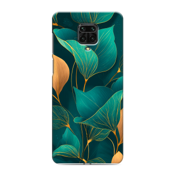 Силиконовый чехол на Xiaomi Redmi Note 9 Pro с принтом Листья и золото