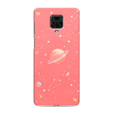 Силиконовый чехол на Xiaomi Redmi Note 9 Pro с принтом Розовый космос