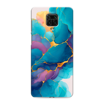 Силиконовый чехол на Xiaomi Redmi Note 9 Pro с принтом Мрамор блестки