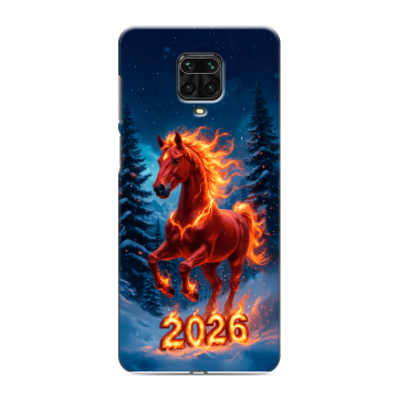 Силиконовый чехол на Xiaomi Redmi Note 9 Pro с принтом Новый год коня