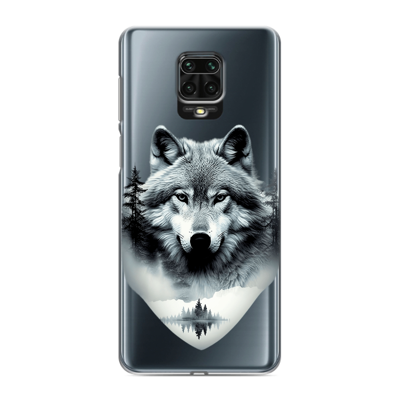 Силиконовый чехол на Xiaomi Redmi Note 9 Pro с принтом Волк в лесу Силиконовый чехол на Xiaomi Redmi Note 9 Pro с принтом Волк в лесу