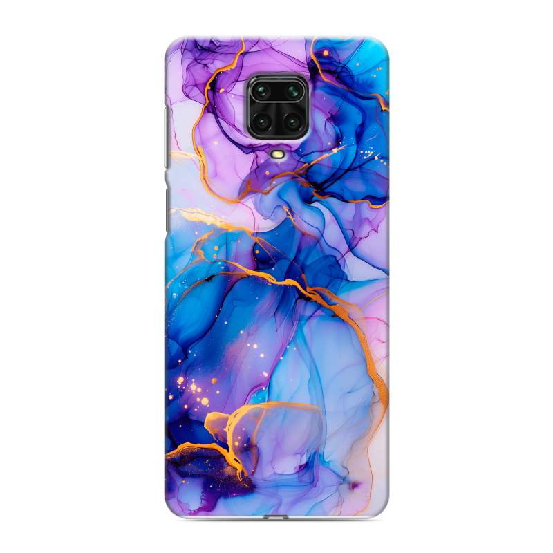 Силиконовый противоударный чехол на Xiaomi Redmi Note 9 Pro с принтом синий мрамор Силиконовый противоударный чехол на Xiaomi Redmi Note 9 Pro с принтом синий мрамор