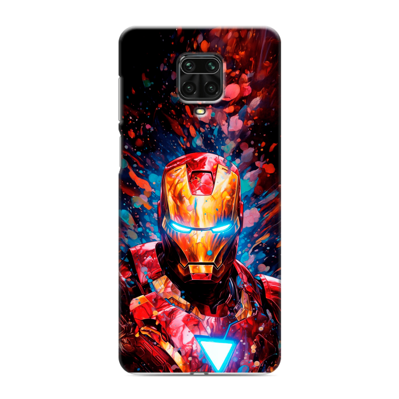Силиконовый противоударный чехол на Xiaomi Redmi Note 9 Pro с принтом Железный человек Ironman Силиконовый противоударный чехол на Xiaomi Redmi Note 9 Pro с принтом Железный человек Ironman