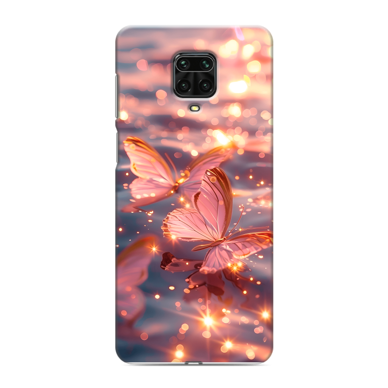 Пластиковый чехол на Xiaomi Redmi Note 9 Pro с принтом бабочки розовые Пластиковый чехол на Xiaomi Redmi Note 9 Pro с принтом бабочки розовые