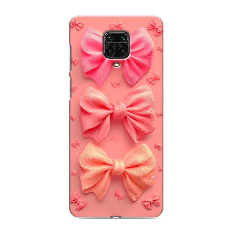 Силиконовый чехол на Xiaomi Redmi Note 9 Pro с принтом Розовые бантики Силиконовый чехол на Xiaomi Redmi Note 9 Pro с принтом Розовые бантики