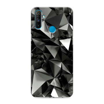Силиконовый чехол на Realme C3 с принтом Черные кристаллы Силиконовый чехол на Realme C3 с принтом Черные кристаллы