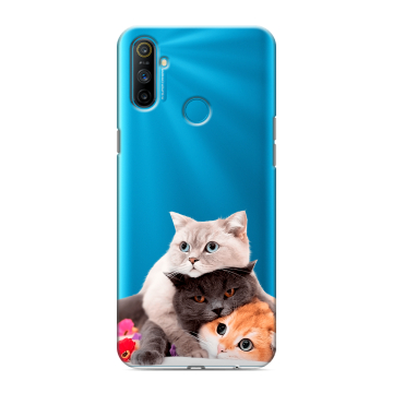 Силиконовый чехол на Realme C3 с принтом Кошки Силиконовый чехол на Realme C3 с принтом Кошки