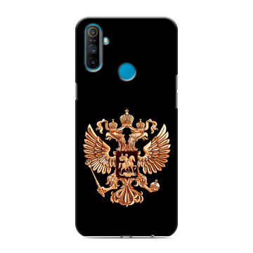 Силиконовый чехол на Realme C3 с принтом Герб России золотой