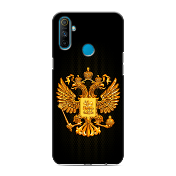 Силиконовый чехол на Realme C3 с принтом Герб России желтый