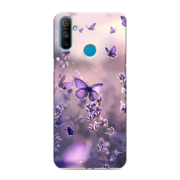 Силиконовый чехол на Realme C3 с принтом бабочки и лаванда