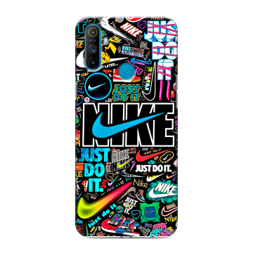 Силиконовый чехол на Realme C3 с принтом найк nike черный