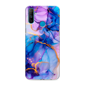 Силиконовый чехол на Realme C3 с принтом синий мрамор