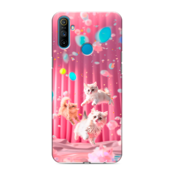 Силиконовый чехол на Realme C3 с принтом милые котики Силиконовый чехол на Realme C3 с принтом милые котики