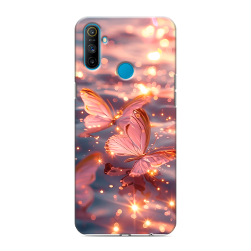 Силиконовый чехол на Realme C3 с принтом бабочки розовые