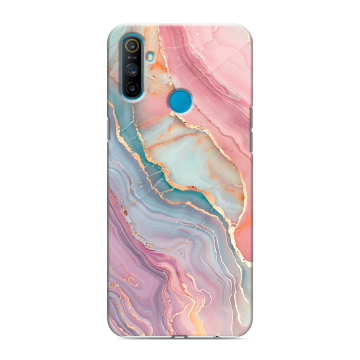 Силиконовый чехол на Realme C3 с принтом розовый мрамор