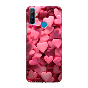 Силиконовый чехол на Realme C3 с принтом розовые сердечки Силиконовый чехол на Realme C3 с принтом розовые сердечки