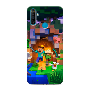 Силиконовый чехол на Realme C3 с принтом Майнкрафт Minecraft
