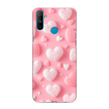 Силиконовый чехол на Realme C3 с принтом Сердечки