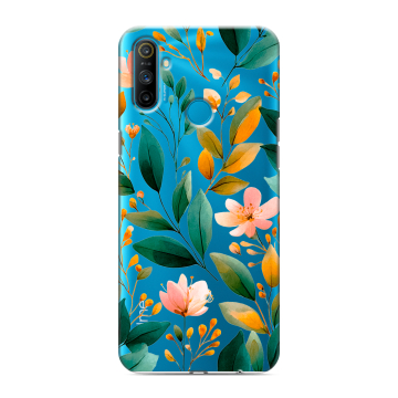 Силиконовый чехол на Realme C3 с принтом Цветы паттерн