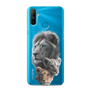Силиконовый чехол на Realme C3 с принтом Львы