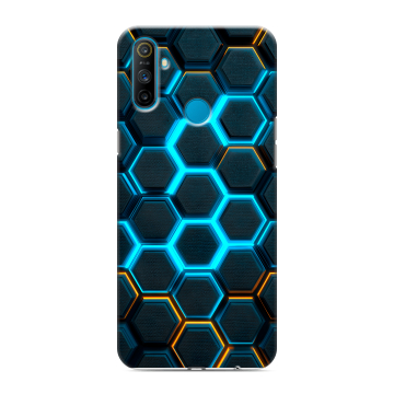 Силиконовый чехол на Realme C3 с принтом Неоновые соты