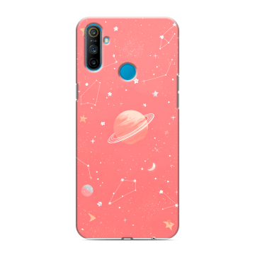 Силиконовый чехол на Realme C3 с принтом Розовый космос