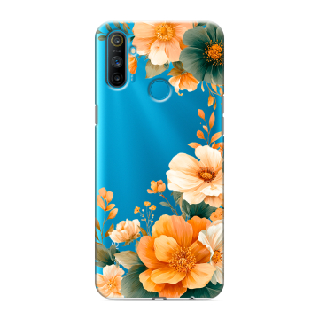 Силиконовый чехол на Realme C3 с принтом Цветы принт