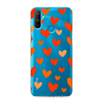 Силиконовый чехол на Realme C3 с принтом Сердечки