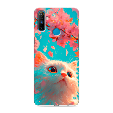 Силиконовый чехол на Realme C3 с принтом Красивый кот