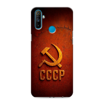Силиконовый чехол на Realme C3 с принтом Флаг Герб СССР Силиконовый чехол на Realme C3 с принтом Флаг Герб СССР