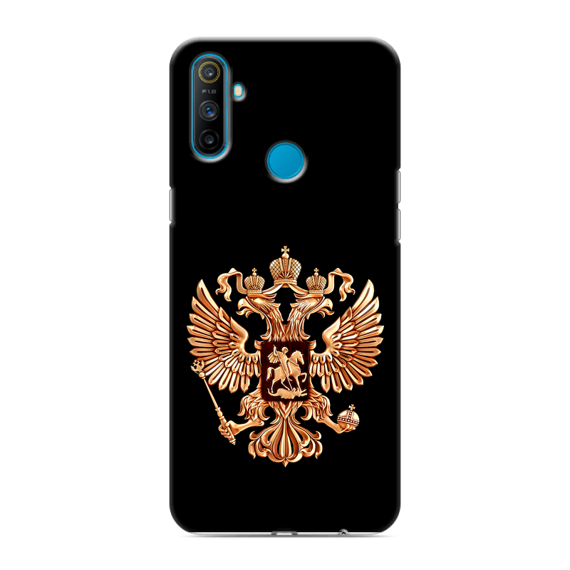 Силиконовый чехол на Realme C3 с принтом Герб России золотой Силиконовый чехол на Realme C3 с принтом Герб России золотой