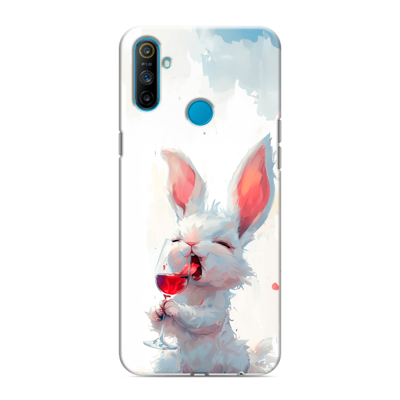 Силиконовый противоударный чехол на Realme C3 с принтом кролик зайчик Силиконовый противоударный чехол на Realme C3 с принтом кролик зайчик