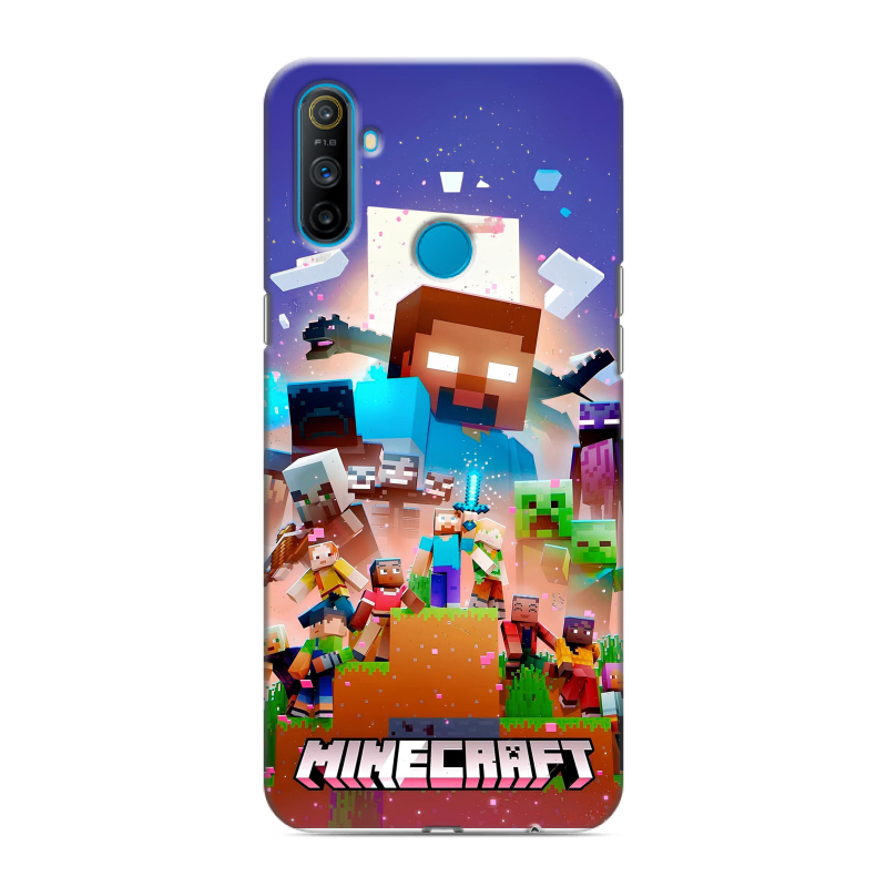 Силиконовый противоударный чехол на Realme C3 с принтом Майнкрафт Minecraft Силиконовый противоударный чехол на Realme C3 с принтом Майнкрафт Minecraft