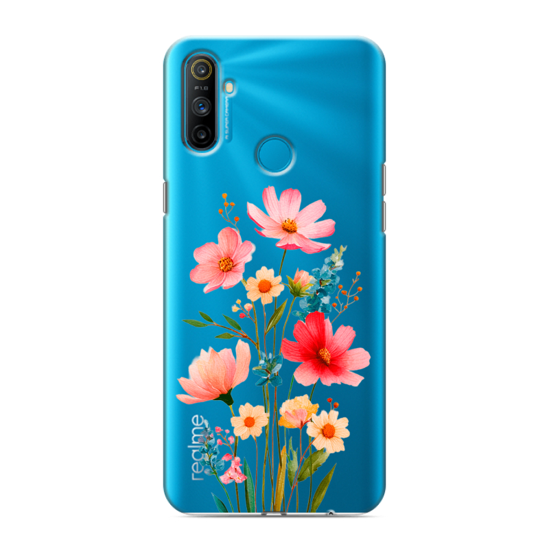 Силиконовый противоударный чехол на Realme C3 с принтом Цветы Силиконовый противоударный чехол на Realme C3 с принтом Цветы