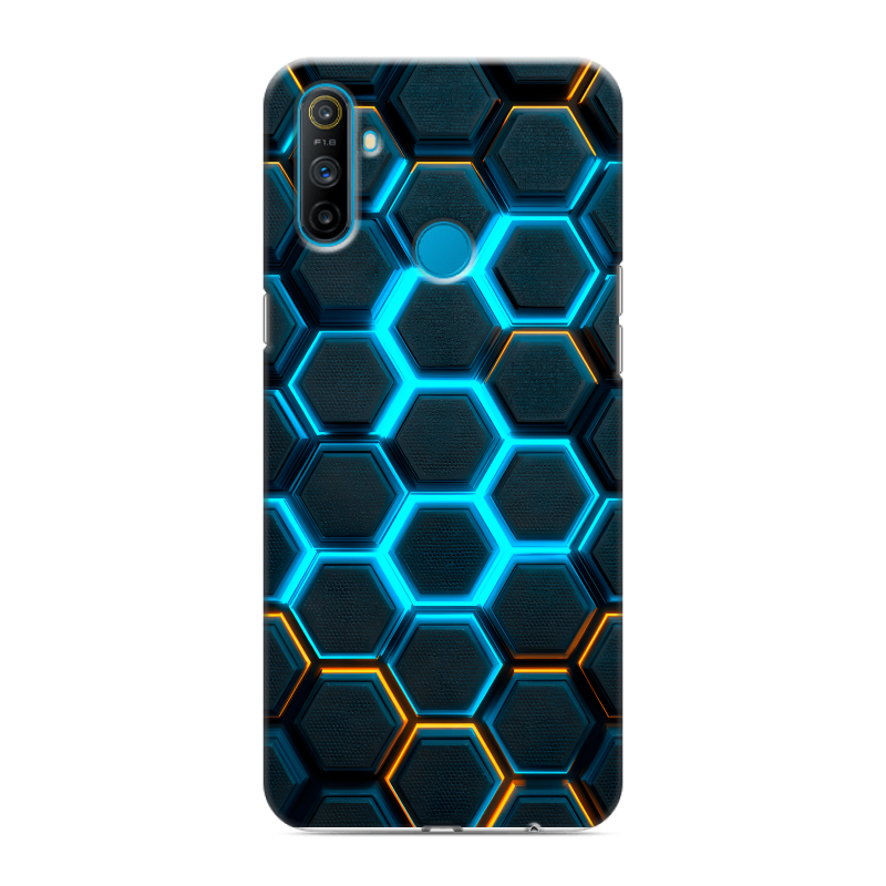 Силиконовый чехол на Realme C3 с принтом Неоновые соты Силиконовый чехол на Realme C3 с принтом Неоновые соты