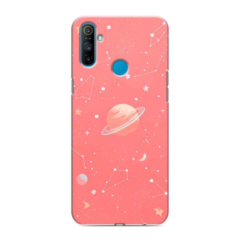 Силиконовый противоударный чехол на Realme C3 с принтом Розовый космос Силиконовый противоударный чехол на Realme C3 с принтом Розовый космос