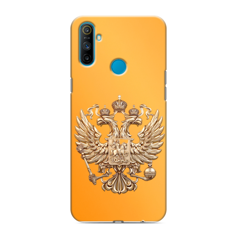 Силиконовый противоударный чехол на Realme C3 с принтом Герб Флаг России Силиконовый противоударный чехол на Realme C3 с принтом Герб Флаг России
