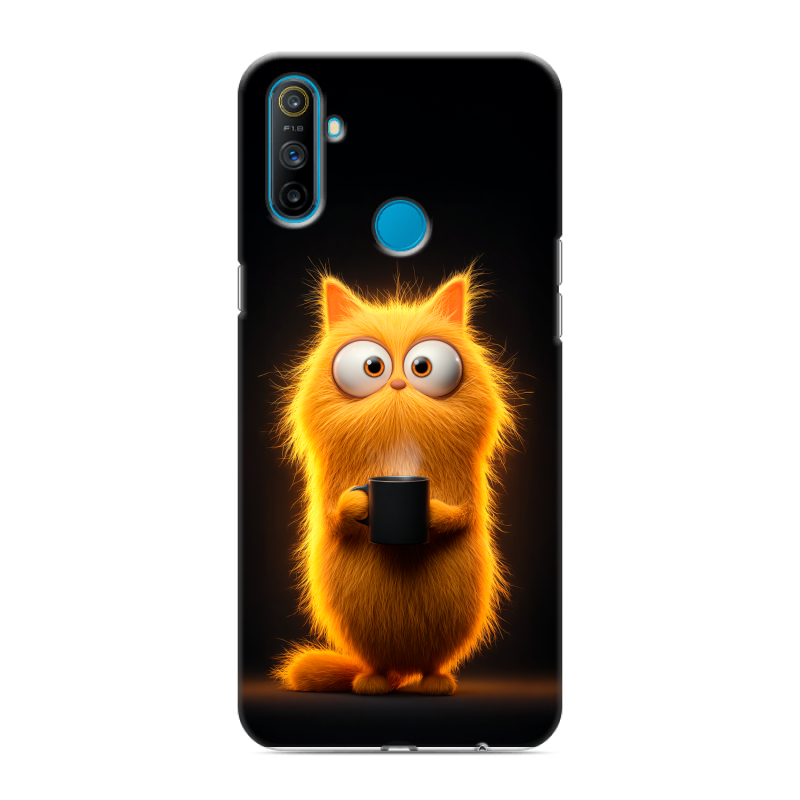 Силиконовый противоударный чехол на Realme C3 с принтом Смешной кот Силиконовый противоударный чехол на Realme C3 с принтом Смешной кот