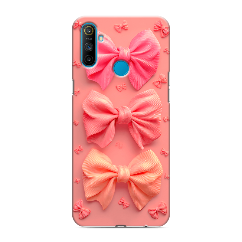 Силиконовый чехол на Realme C3 с принтом Розовые бантики Силиконовый чехол на Realme C3 с принтом Розовые бантики
